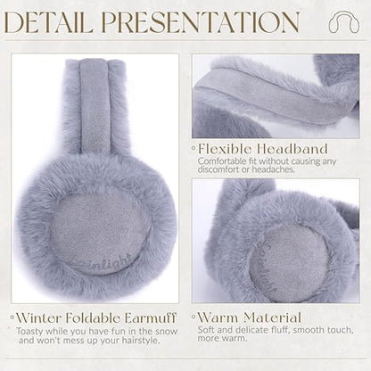 Warm earmuffs - Foldable, cute plush earmuffs - Soft and skin-friendly - Stylish and versatile - Protect your ears from the cold - grey - Image 2