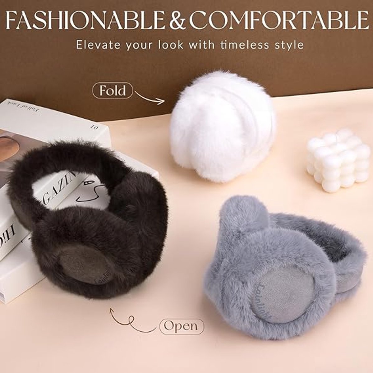 Warm earmuffs - Foldable, cute plush earmuffs - Soft and skin-friendly - Stylish and versatile - Protect your ears from the cold - grey - Image 5