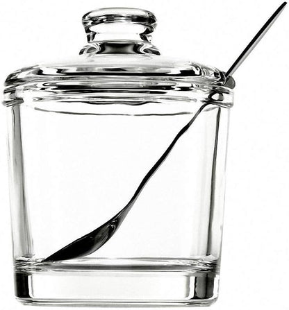 piece Classic clear glass sugar bowl with lid Serving spoon Salt shaker Pepper Storage jar Spice jar Dispenser container Sugar box Condiment Spice racks Home kitchen holder