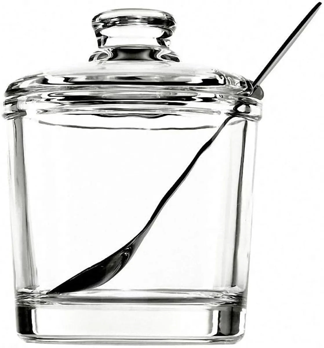 piece Classic clear glass sugar bowl with lid Serving spoon Salt shaker Pepper Storage jar Spice jar Dispenser container Sugar box Condiment Spice racks Home kitchen holder