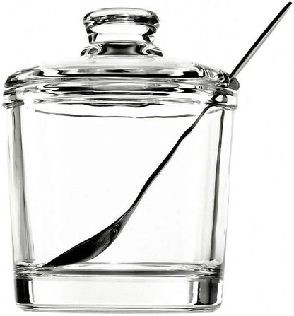 piece Classic clear glass sugar bowl with lid Serving spoon Salt shaker Pepper Storage jar Spice jar Dispenser container Sugar box Condiment Spice racks Home kitchen holder