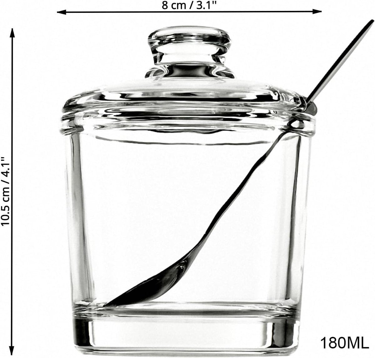 piece Classic clear glass sugar bowl with lid Serving spoon Salt shaker Pepper Storage jar Spice jar Dispenser container Sugar box Condiment Spice racks Home kitchen holder - Image 2