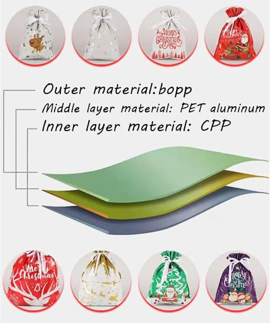 30 Pieces Christmas Bags - Christmas Gift Pouches - Christmas Gift Bags with Drawstring - 2026 New Foil Gift Bags - Holiday Gift Package with Drawstring, Decorative Gift - For the Holidays - Image 2