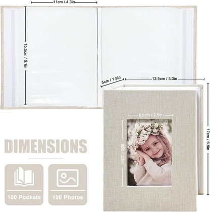Photo album 4x6 – 100 compartments, linen cover, light grey - Image 2