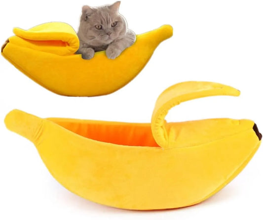 Banana-shaped pet bed - Creative dog and cat kennel - Warm and soft plush puppy mat - Cute fruit design for cats, kittens, and dogs - Available in various sizes (L)