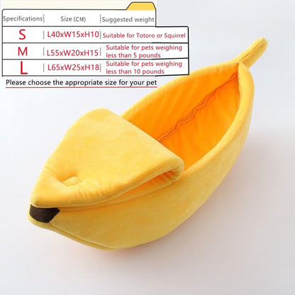 Banana-shaped pet bed - Creative dog and cat kennel - Warm and soft plush puppy mat - Cute fruit design for cats, kittens, and dogs - Available in various sizes (L) - Image 3