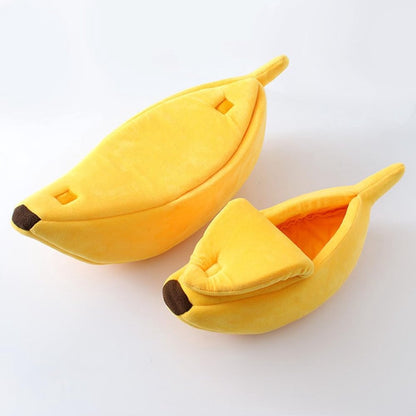 Banana-shaped pet bed - Creative dog and cat kennel - Warm and soft plush puppy mat - Cute fruit design for cats, kittens, and dogs - Available in various sizes (L) - Image 4