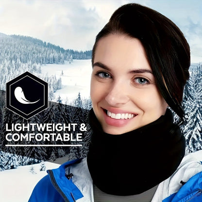 Multifunctional tubular scarf (black) - lined with warm fleece, can be used as a neck warmer or face mask - windproof and warm scarf - suitable for winter sports such as skiing, snowboarding, cycling, hiking, and ice skating - Image 2