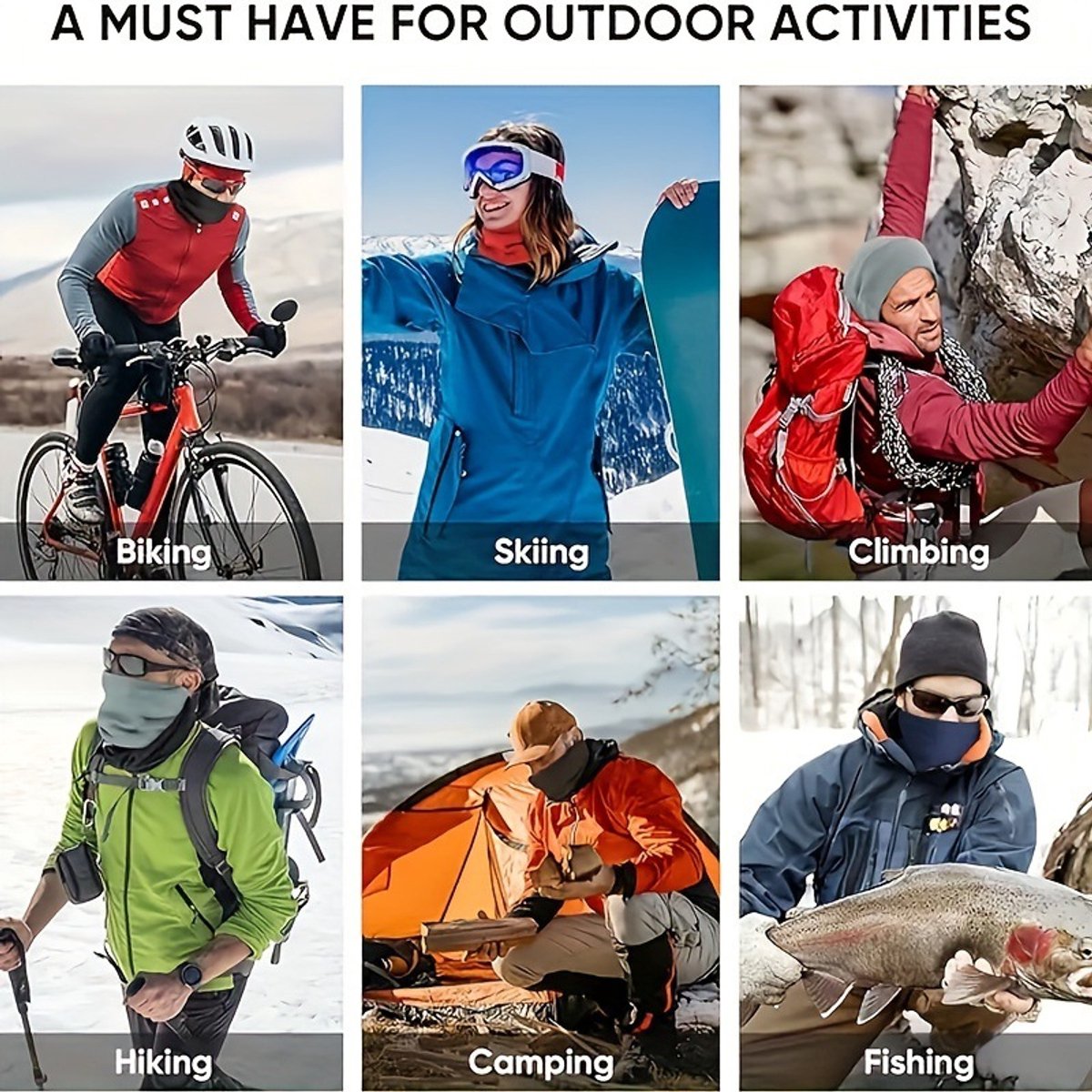 Multifunctional tubular scarf (black) - lined with warm fleece, can be used as a neck warmer or face mask - windproof and warm scarf - suitable for winter sports such as skiing, snowboarding, cycling, hiking, and ice skating - Image 3