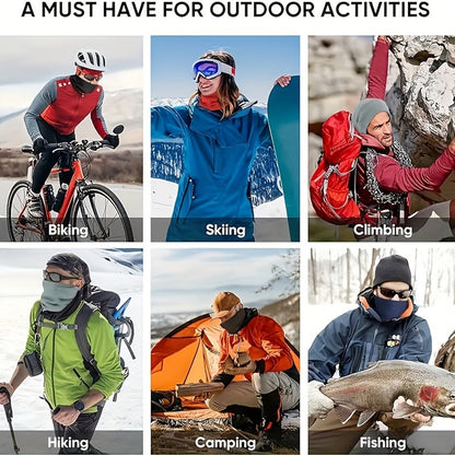 Multifunctional tubular scarf (black) - lined with warm fleece, can be used as a neck warmer or face mask - windproof and warm scarf - suitable for winter sports such as skiing, snowboarding, cycling, hiking, and ice skating - Image 3