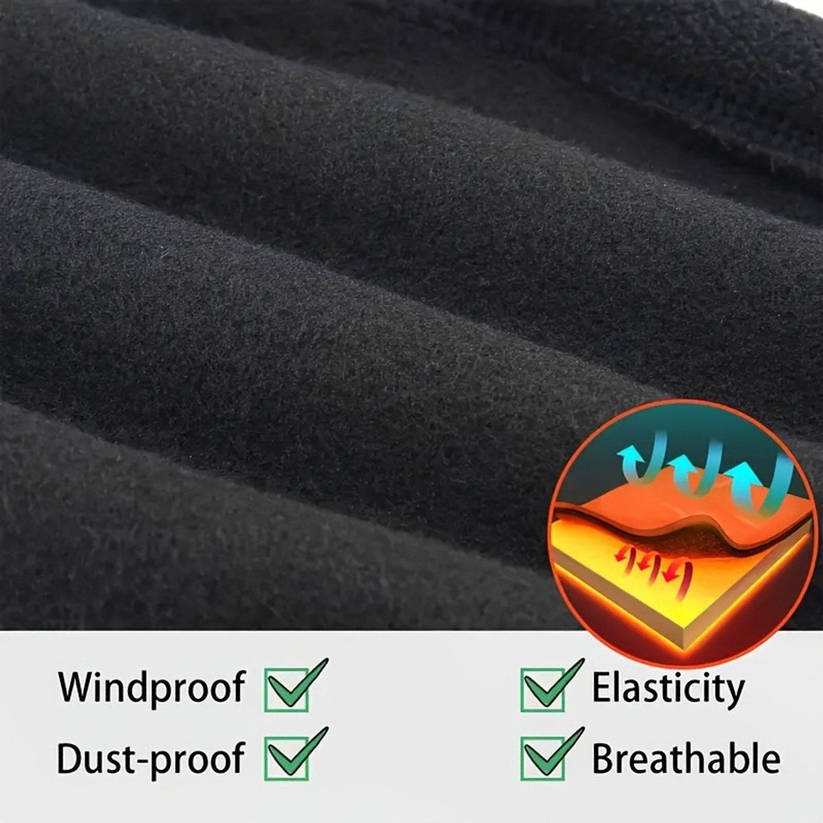 Multifunctional tubular scarf (black) - lined with warm fleece, can be used as a neck warmer or face mask - windproof and warm scarf - suitable for winter sports such as skiing, snowboarding, cycling, hiking, and ice skating - Image 5