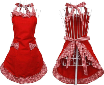 Kitchen Apron - Catering Apron - Pottery Apron - BBQ Apron - Painting Apron - Carpenter's Apron - flirty vintage aprons for womanly girls with pockets as a Mother's Day gift (red) - Image 4