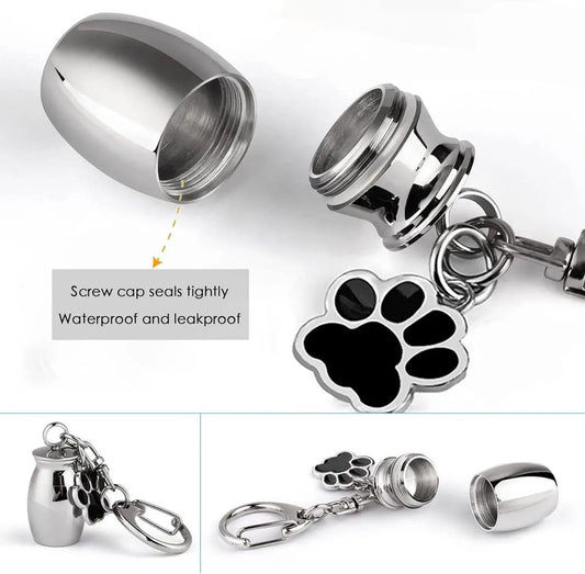 Pet Ash Keychain - Stainless Steel Paw - Waterproof - Ash Holder for Cats Dogs - Image 4