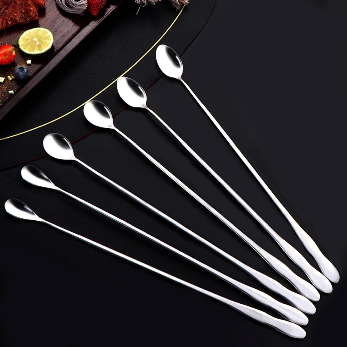 Coffee spoons - Iced tea spoons - Long-handled spoons - Stirring spoons for coffee, ice cream, and cocktails - Stainless steel stirrers - 32 cm dessert spoons (6-pack) - Image 2