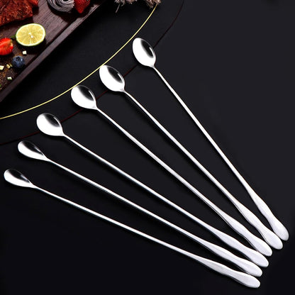 Coffee spoons - Iced tea spoons - Long-handled spoons - Stirring spoons for coffee, ice cream, and cocktails - Stainless steel stirrers - 32 cm dessert spoons (6-pack) - Image 2