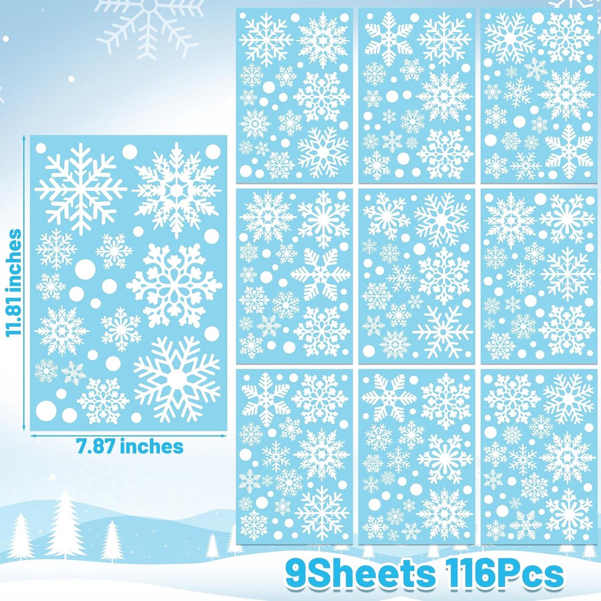Reusable Christmas Window Stickers - Christmas Window Stickers - Christmas Window Stickers - Christmas Window Decoration - 116 stickers for the holidays, including 9 snowflake stickers - Suitable for winter interior decorations - Festive home decoration - Image 2