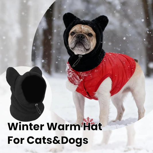 Dog emergency winter cone with ear protection, fleece neck warmer for dogs, (black, S) - Image 3