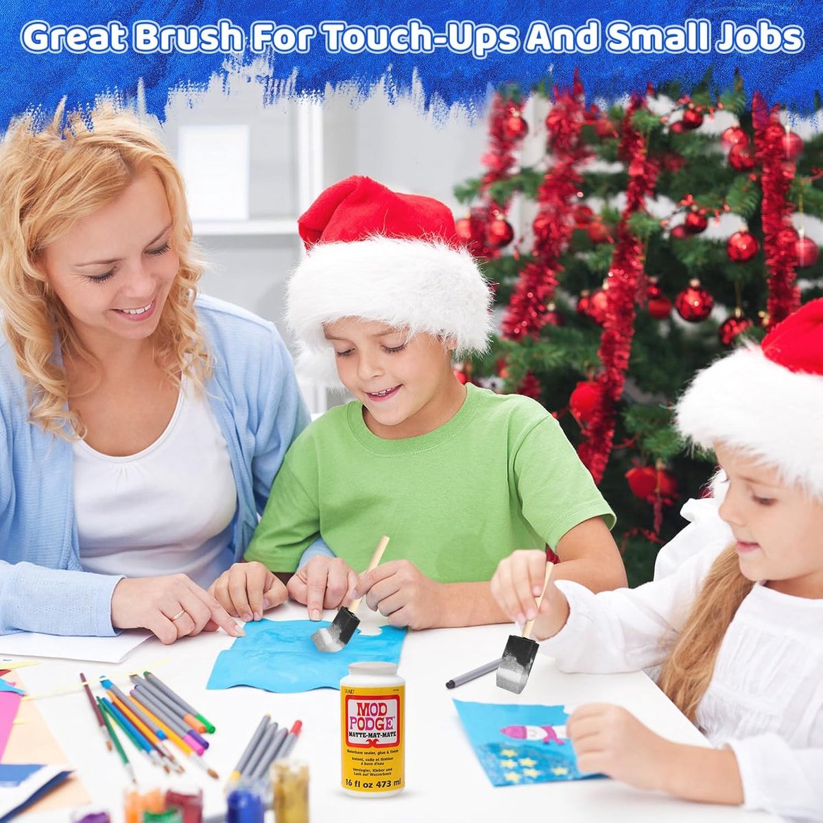 Foam paint brushes - 8 pieces, 4 cm wide - Sponge brushes for smooth painting - For staining and craft projects - Image 3