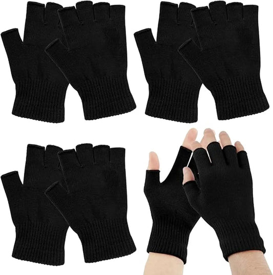 Fingerless gloves (pack of 4 pairs) - Fingerless gloves for women - Fingerless gloves for men - Winter warmth - Knitted half-finger design - Suitable for work, typing, writing, and running - Unisex