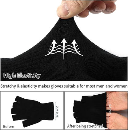 Fingerless gloves (pack of 4 pairs) - Fingerless gloves for women - Fingerless gloves for men - Winter warmth - Knitted half-finger design - Suitable for work, typing, writing, and running - Unisex - Image 2
