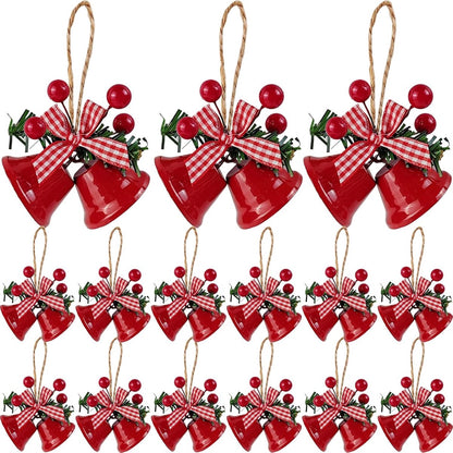 18 pieces red Christmas bell ornaments - hanging tree ornaments metal bell hangers - Christmas holiday decoration
