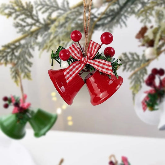18 pieces red Christmas bell ornaments - hanging tree ornaments metal bell hangers - Christmas holiday decoration - Image 2