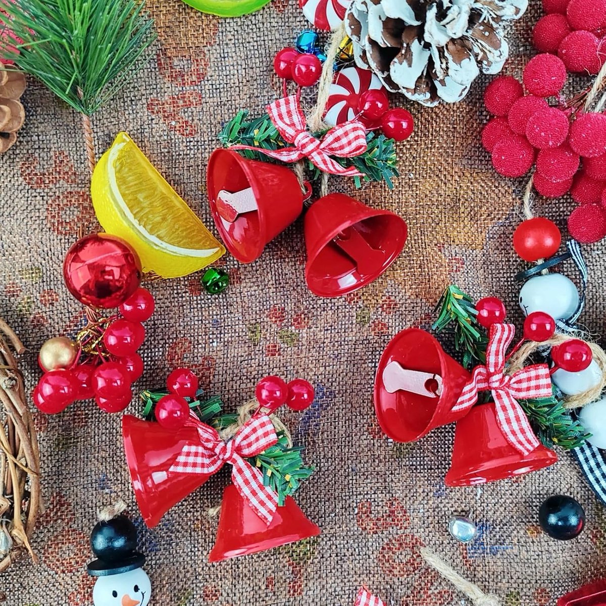 18 pieces red Christmas bell ornaments - hanging tree ornaments metal bell hangers - Christmas holiday decoration - Image 4