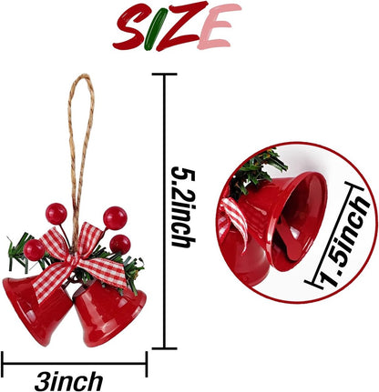 18 pieces red Christmas bell ornaments - hanging tree ornaments metal bell hangers - Christmas holiday decoration - Image 5