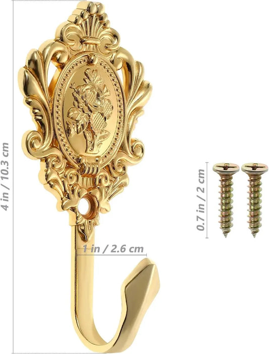2-pack vintage curtain holders, bow hooks and rose pattern (gold-colored) - Image 3