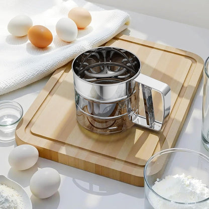 Flour Sieve - Flour Sieve - Professional Fine Mesh Sieve - Fine Kitchen Sieve - One-Hand Press Stainless Steel - Ideal for Baking and Sprinkling Powdered Sugar - Image 4