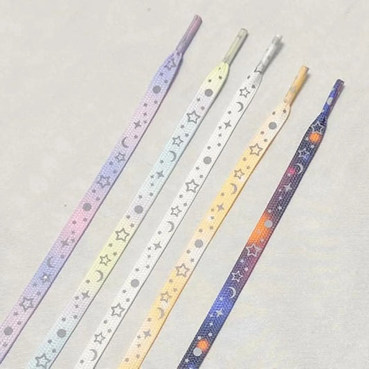 4 pairs of reflective shoelaces - colorful stars and hearts pattern - Glow in the Dark shoelaces - decorative laces for sneakers and sports - Image 3
