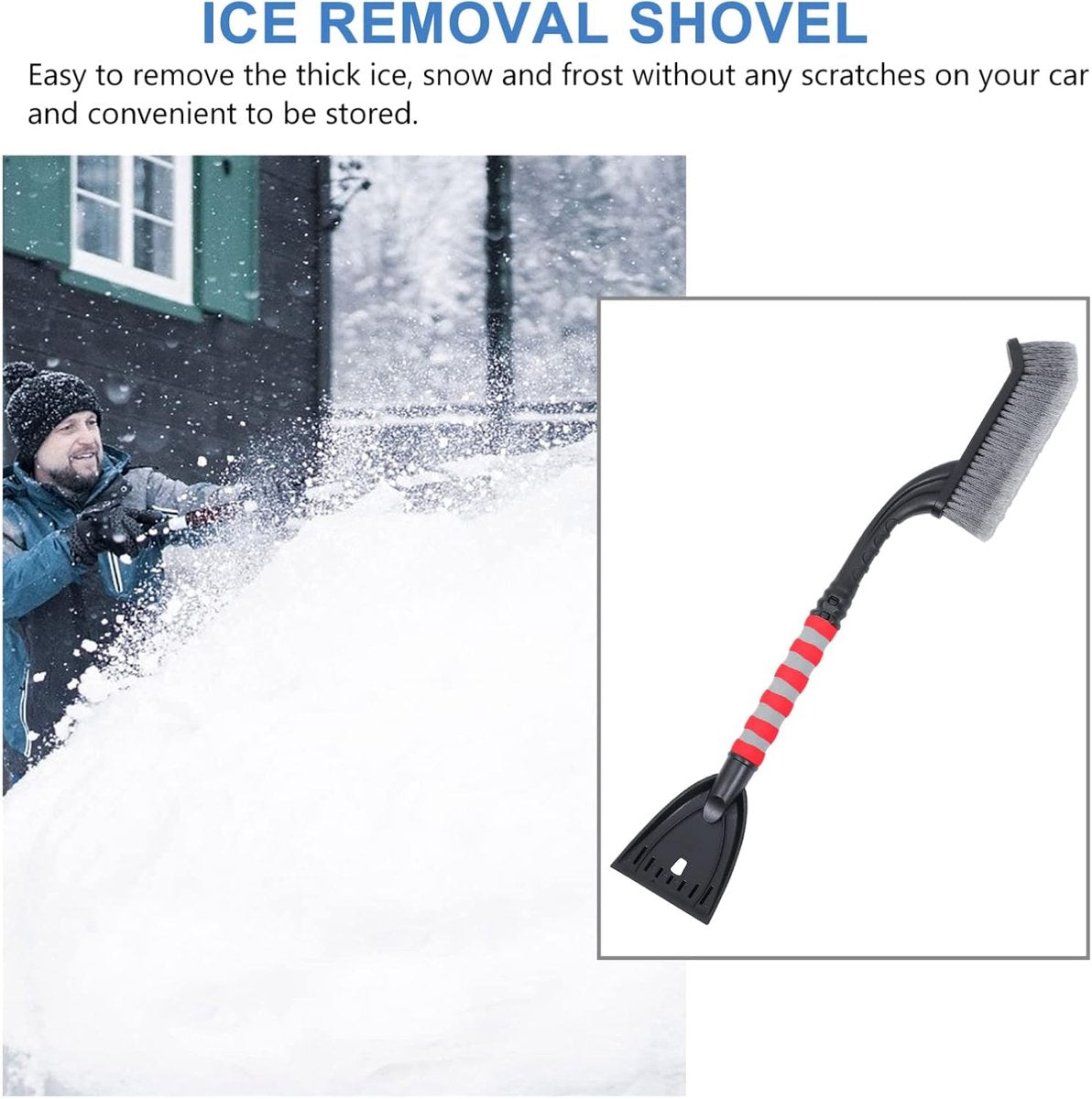 Snow Brush for Car - Two-in-One Ice Scraper - 25'' Ergonomic Handle - Winter Car Accessory - Image 5