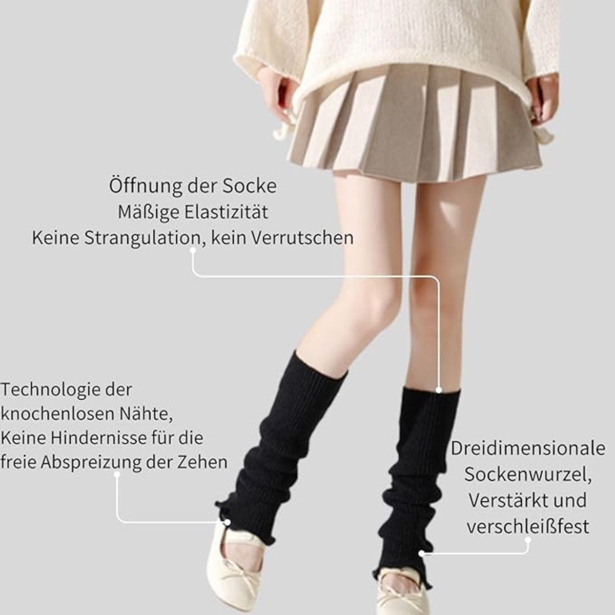 Winter leg warmers - Women's Oktoberfest leg warmers - Black women's leg warmers - Children's leg warmers - High knee socks and ankle warmers - Image 2