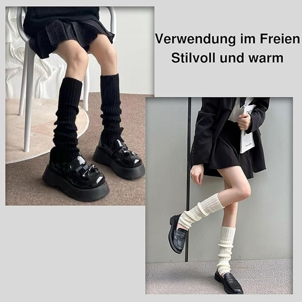 Winter leg warmers - Women's Oktoberfest leg warmers - Black women's leg warmers - Children's leg warmers - High knee socks and ankle warmers - Image 3