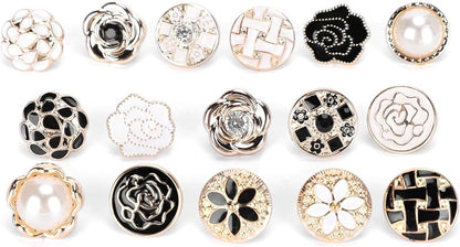Blouse Brooch Buttons Set 16-piece – Soft enamel, random styles