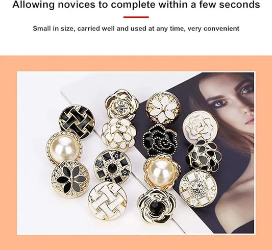 Blouse Brooch Buttons Set 16-piece – Soft enamel, random styles - Image 2