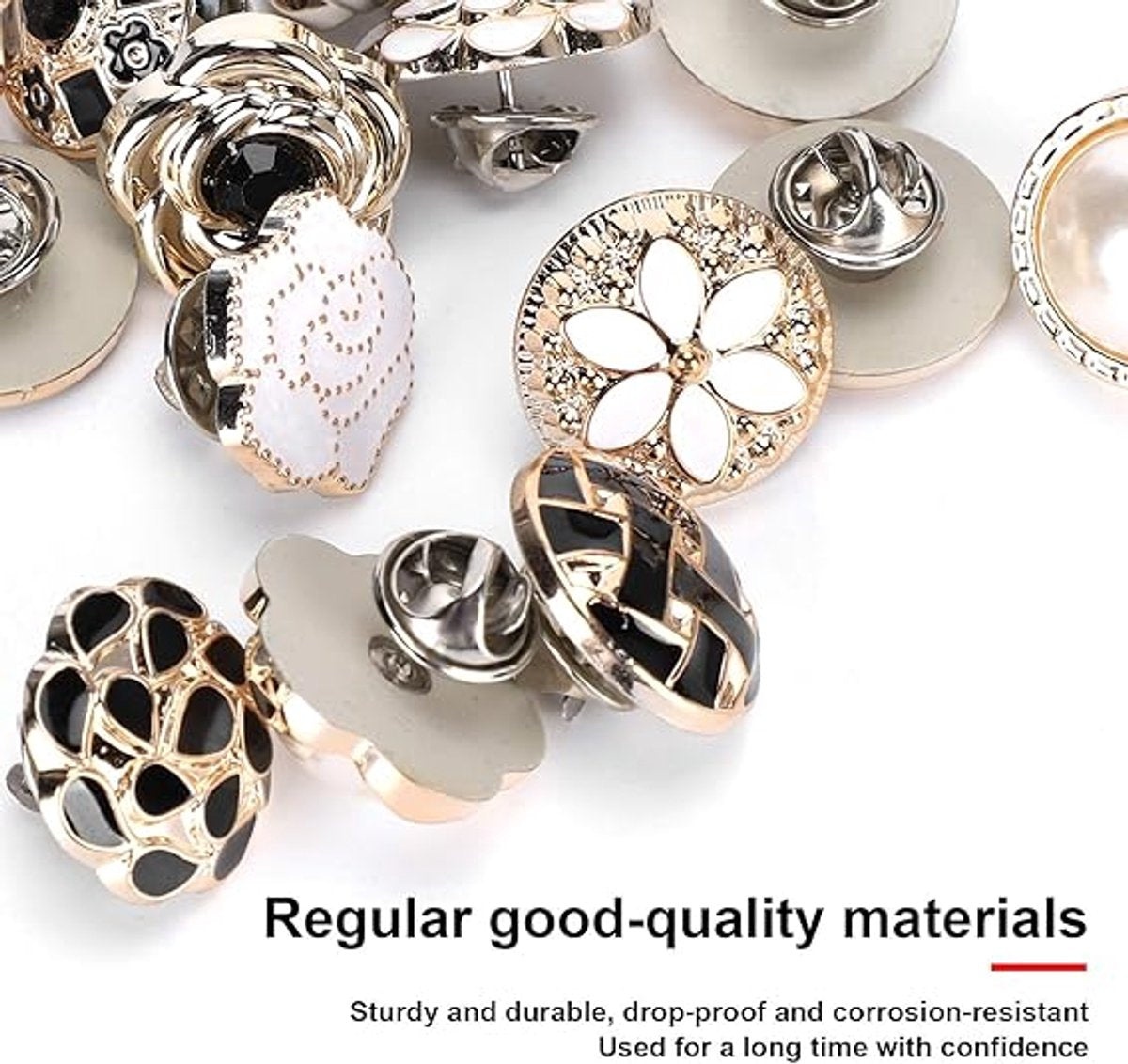 Blouse Brooch Buttons Set 16-piece – Soft enamel, random styles - Image 3