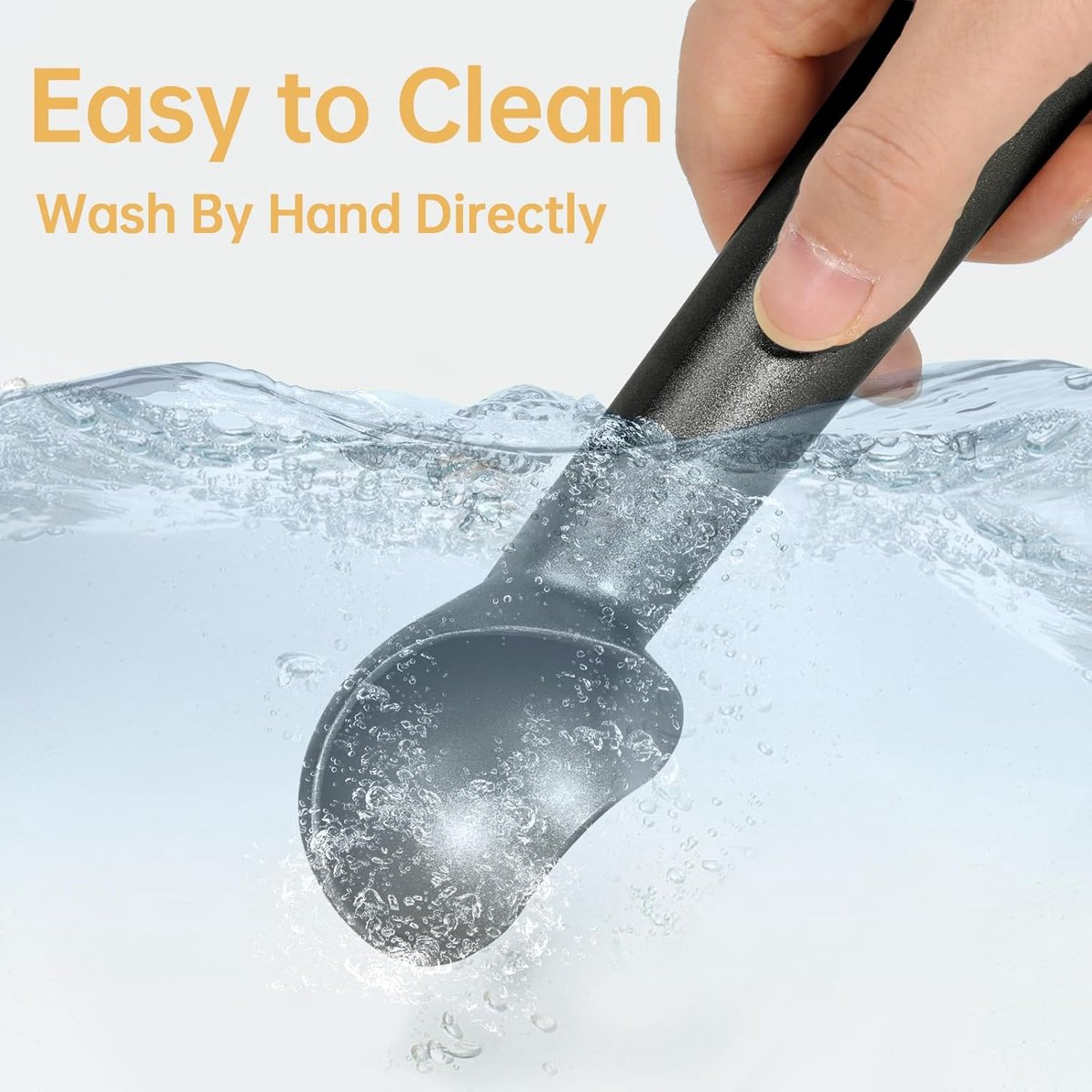Ice Cream Scoop-Ice Cream Spoon - 17.8 cm - Kitchen Utensils-Frost-Resistant - Aluminum - Sturdy and durable - Easy to clean - Suitable for Italian ice cream, cookie dough, sorbet, almond ice cream (Black) - Image 2