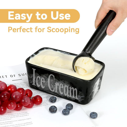 Ice Cream Scoop-Ice Cream Spoon - 17.8 cm - Kitchen Utensils-Frost-Resistant - Aluminum - Sturdy and durable - Easy to clean - Suitable for Italian ice cream, cookie dough, sorbet, almond ice cream (Black) - Image 3