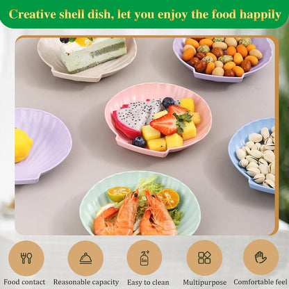 shell-shaped dessert plates - reusable 15 cm plastic plates - for appetizers, wedding cakes, and salads - ideal for travel, picnics, and parties (pink) - Image 4