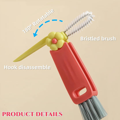 3-in-1 cleaning brush for cup lids, 3-in-1 multifunctional cleaning brush, portable bottle lid cleaner, tight spaces, cup, portable cup lid cleaner with brush, 3 pieces - Image 2