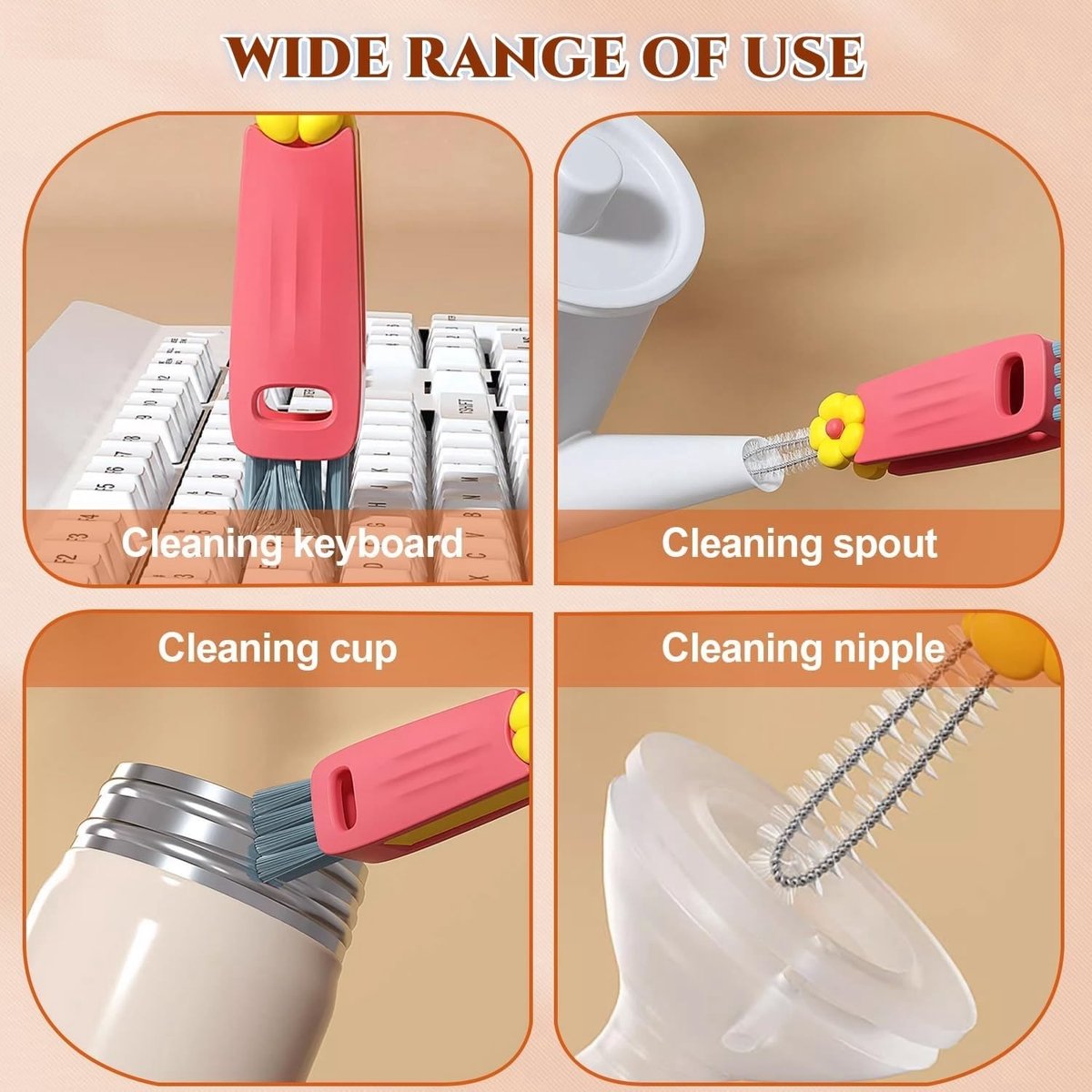 3-in-1 cleaning brush for cup lids, 3-in-1 multifunctional cleaning brush, portable bottle lid cleaner, tight spaces, cup, portable cup lid cleaner with brush, 3 pieces - Image 5