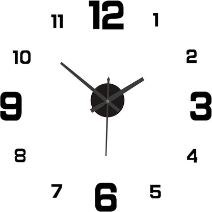Frameless Wall Clock - Modern 3D DIY - Large Display for Clear Reading - Easy to Stick - Modern Living Room Decor