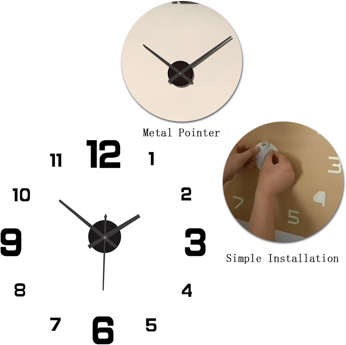 Frameless Wall Clock - Modern 3D DIY - Large Display for Clear Reading - Easy to Stick - Modern Living Room Decor - Image 2