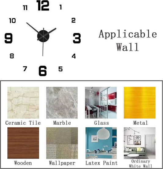 Frameless Wall Clock - Modern 3D DIY - Large Display for Clear Reading - Easy to Stick - Modern Living Room Decor - Image 3