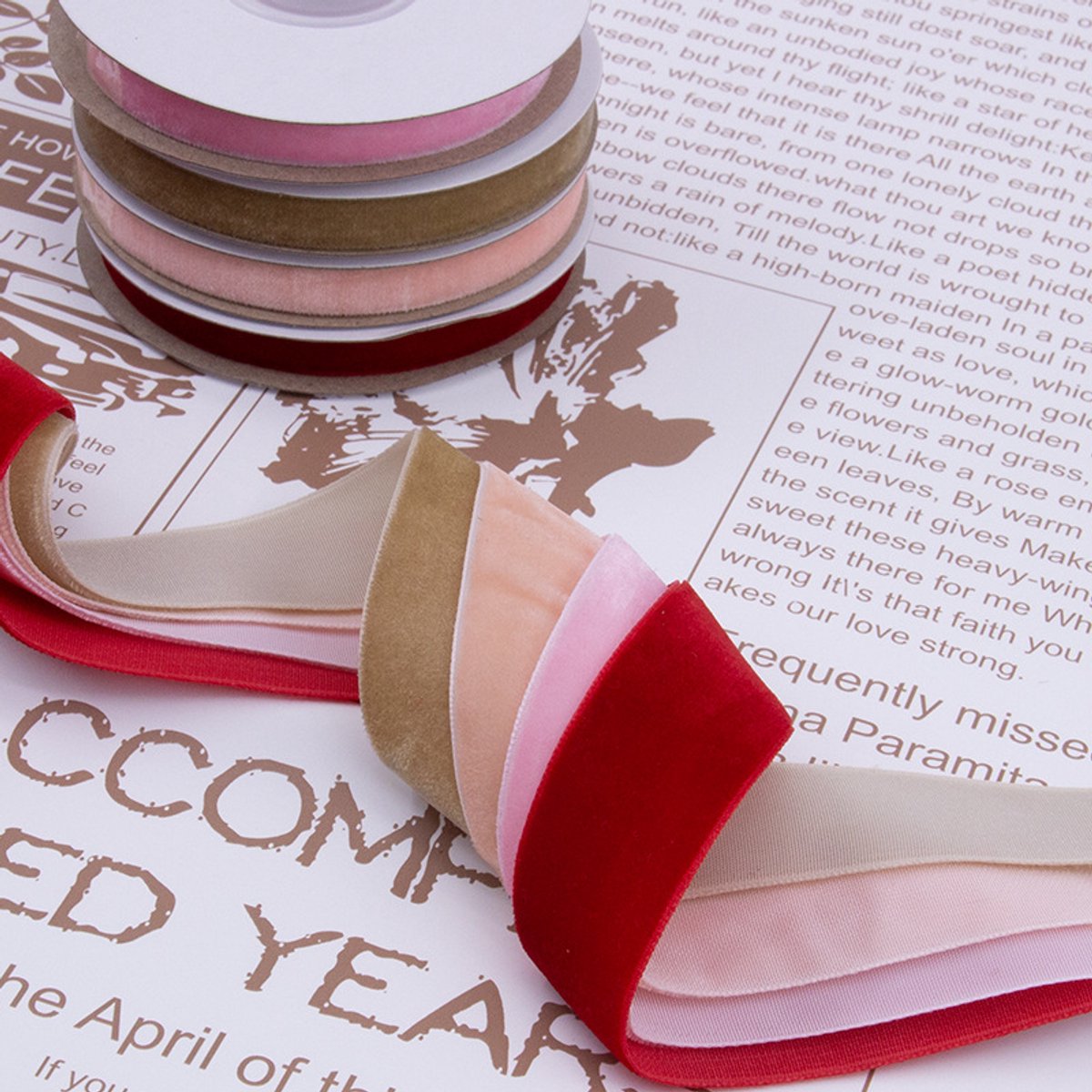 Red Velvet Ribbon – 2.5cm×22.5m, for gifts/Christmas decorations - Image 3