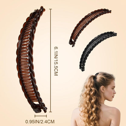 Banana hair clip - 2 banana hair combs - Double comb - Long hair clip - Fishtail hair clip - Suitable for women and girls - Image 2