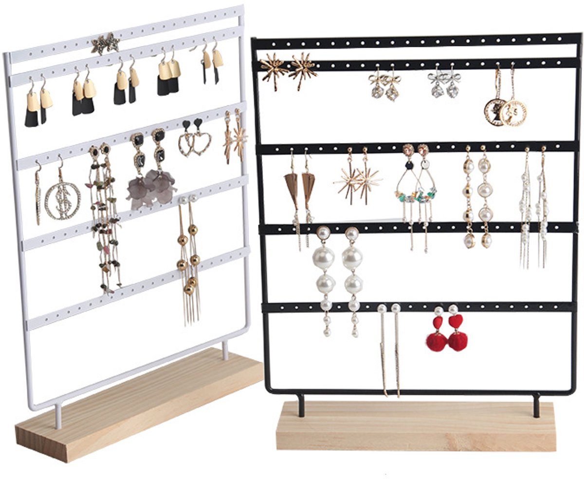 Jewelry Stand - White Jewelry Stand - with 110 Holes - Jewelry Stand - Jewelry Organizer - Holder for Watches/Bracelets/Necklaces - Jewelry Rack - Stair Organizer, Jewelry Stand, Display Stand - White - Image 2