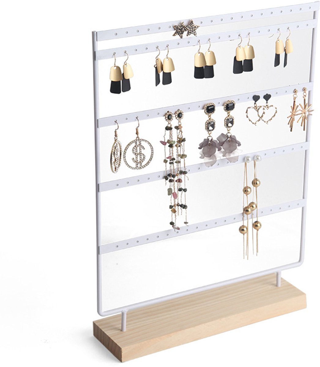Jewelry Stand - White Jewelry Stand - with 110 Holes - Jewelry Stand - Jewelry Organizer - Holder for Watches/Bracelets/Necklaces - Jewelry Rack - Stair Organizer, Jewelry Stand, Display Stand - White - Image 4