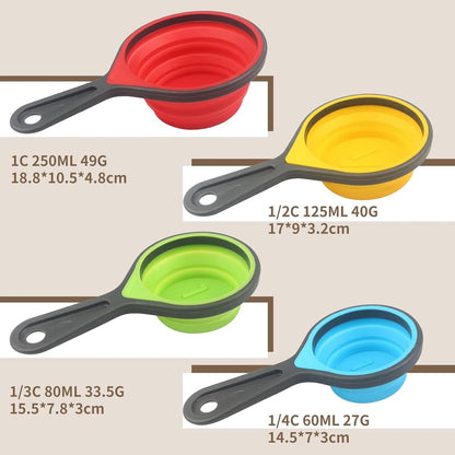 Foldable silicone measuring cups - 60 ml/80 ml/125 ml/250 ml - Set of 4 kitchen measuring instruments (4 colors) - Image 2